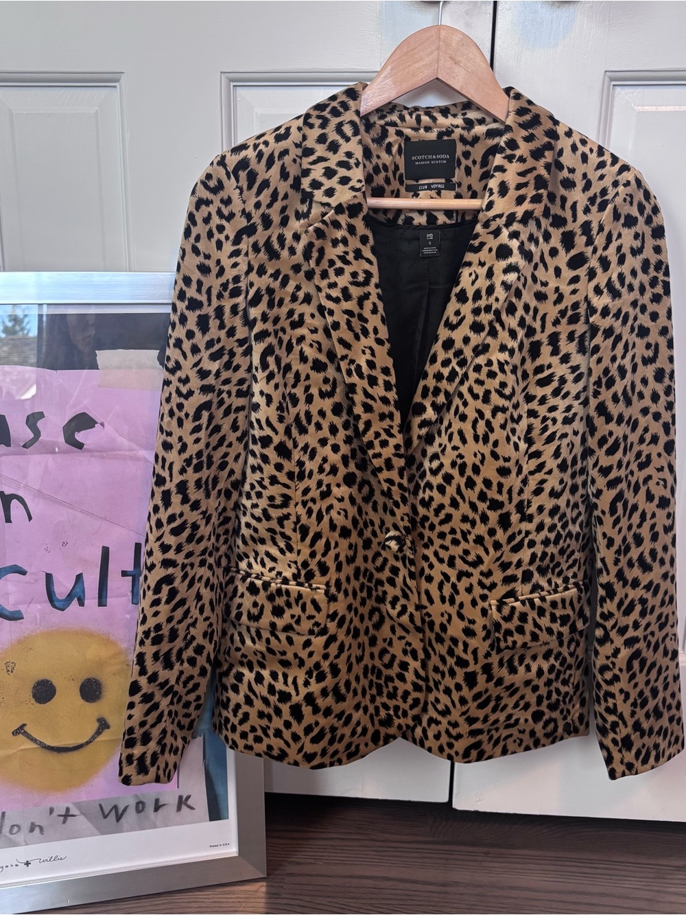Scotch & Soda Velvet Animal Print Blazer Size Small
